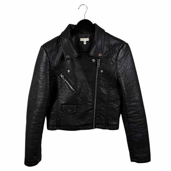 SILENCE + NOISE Women's Faux Leather Moto Jacket Sz M in Black [Missing Belt] - Picture 2 of 14